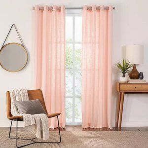 Fieldcrest Arden Solid Cotton Sheer Grommet Top Single Curtain Panel